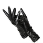 Gants classiques en cuir noir pour femme, longs et souples.