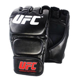 Gants MMA UFC noirs avec logo blanc sur le dessus.