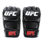 Gants MMA UFC noirs avec logos blanc et rouge.