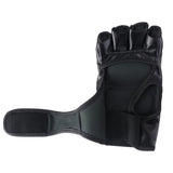 Gants MMA UFC noirs avec doigts ouverts et fermeture velcro.