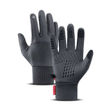 Gants de VTT unisexes chauds gris avec paumes antidérapantes.