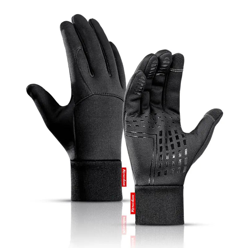 Gants VTT unisexes chauds noirs avec paumes antidérapantes.