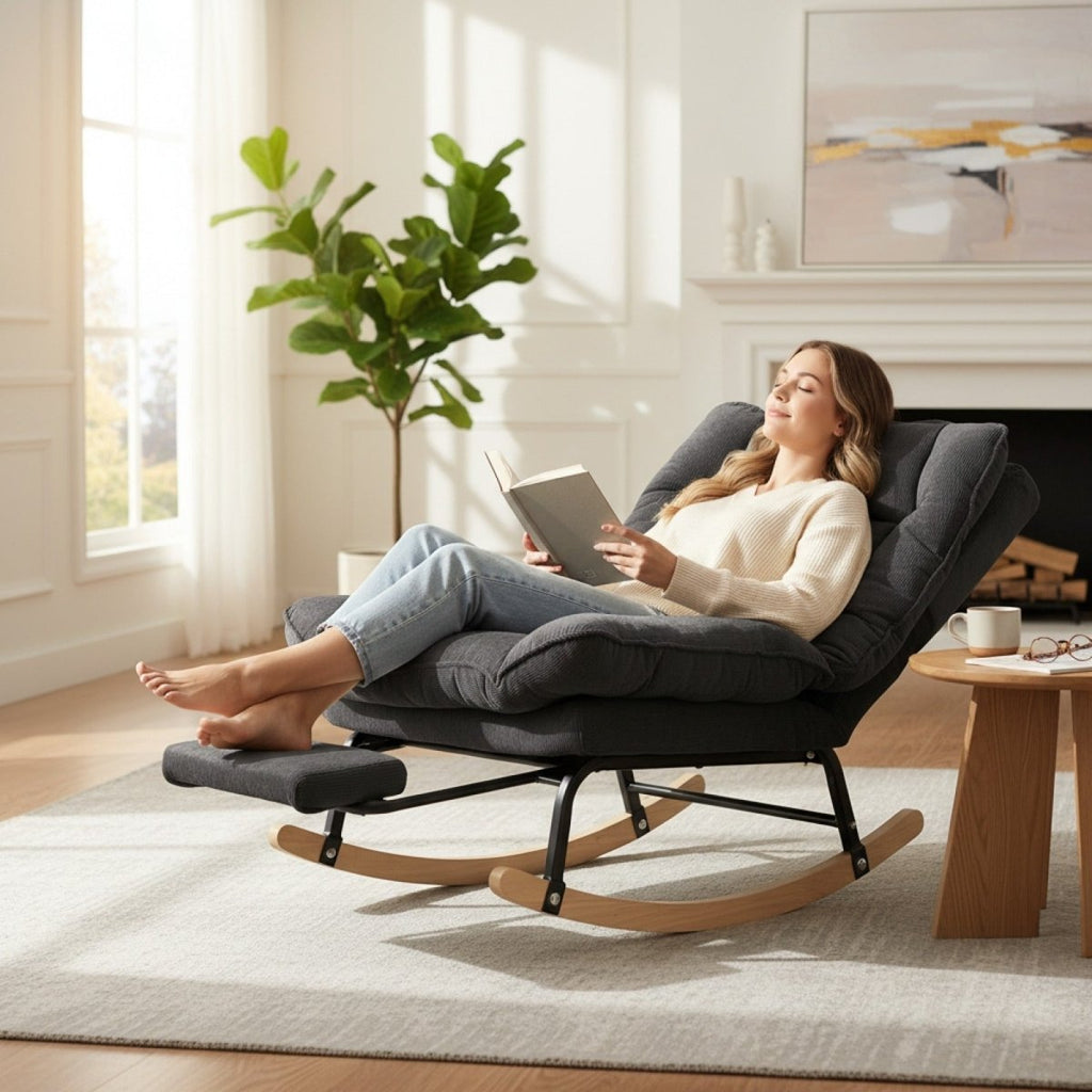 Fauteuil à Bascule Inclinable 90 à 180° Gris - REYSIMO