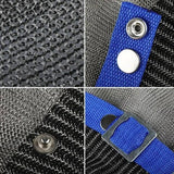 Gant de protection anti-lame en maille d'acier inoxydable avec bracelet bleu.