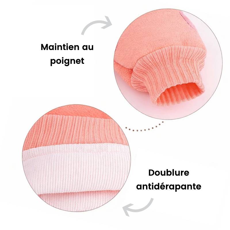 Gant de toilette en coton doux avec poignet et doublure antidérapante.
