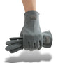 Gants en daim gris épais avec étiquette "Fashion Gloves".
