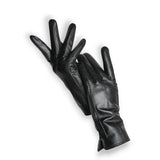 Gants en cuir noir pour femme avec doublure.