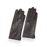 Gants en cuir marron pour femmes avec perforations.