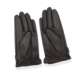 Gants en cuir noir pour homme avec poignets élastiqués.