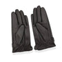 Gants en cuir noir pour homme avec poignets élastiqués.