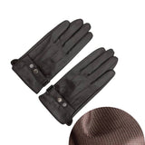 Gants en cuir marron pour homme avec boucle et boutons pression.
