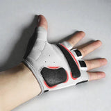 Gants de cyclisme unisexes gris sans doigts avec rembourrage sur la paume.