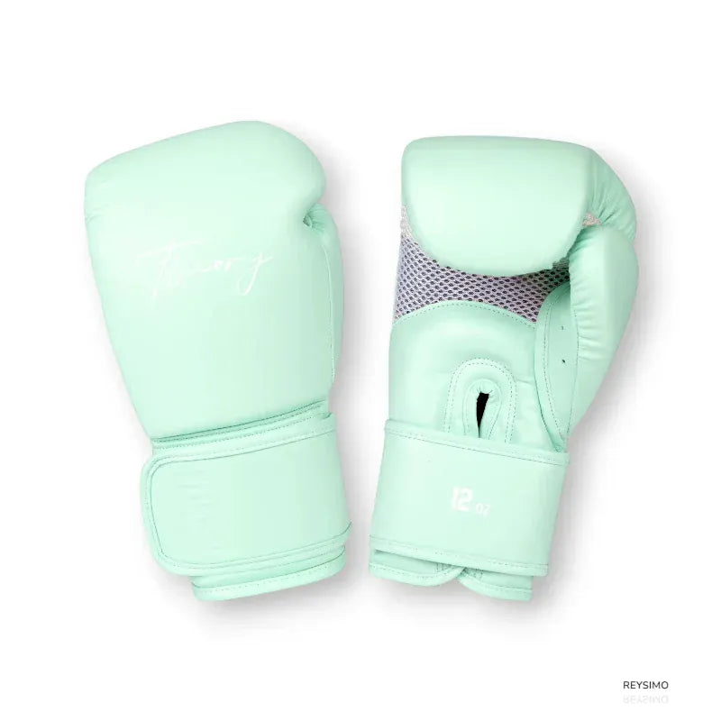 Gants de boxe unisexes Elite menthe avec logo blanc et inscription 12 oz.