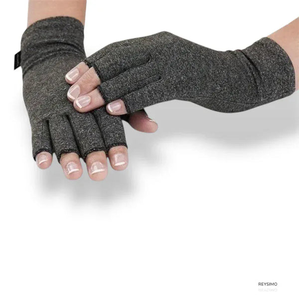 Gants de compression unisexes pour arthrose, gris, sans doigts.