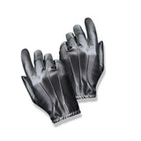 Gants de conduite noirs en cuir synthétique imperméable.