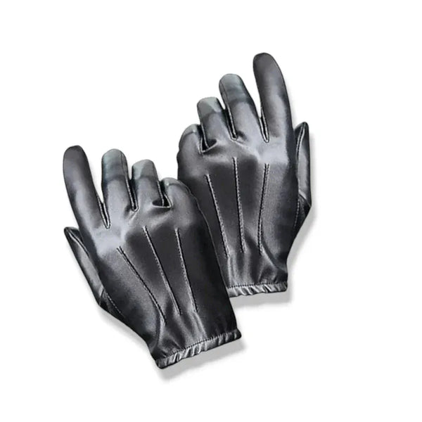 Gants de conduite noirs en cuir synthétique imperméable.