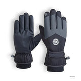 Gants de ski noirs avec logo flocon et détails gris.