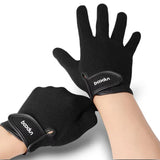 Gants d'équitation noirs unisexes avec logo blanc.