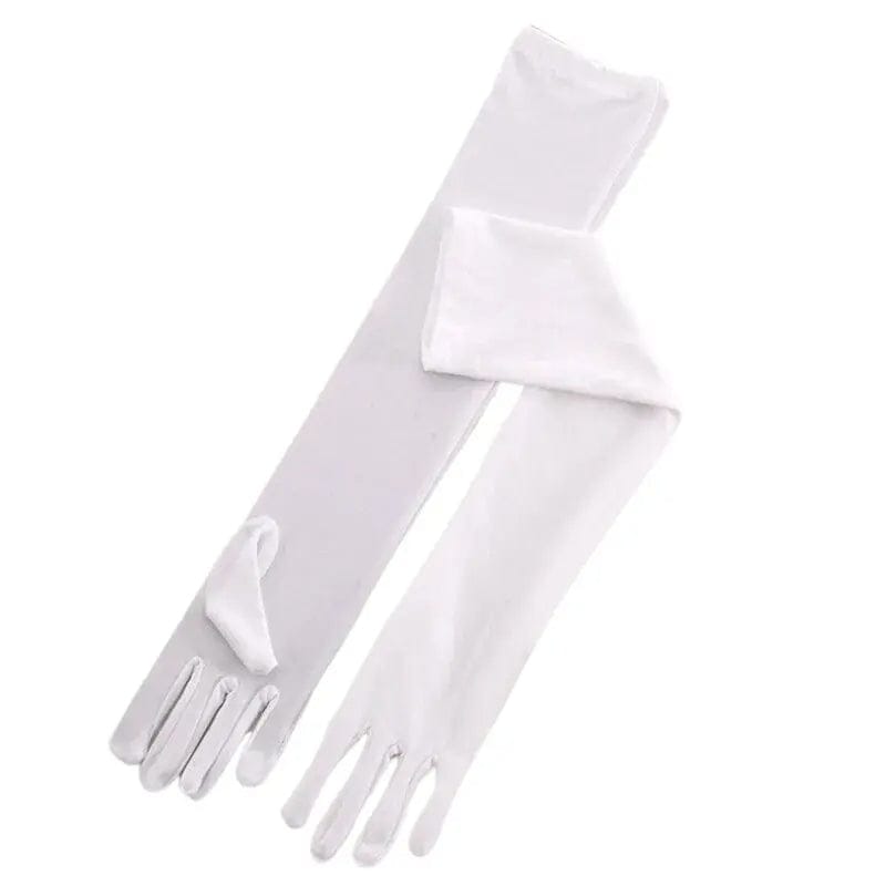Long white gloves for women.
