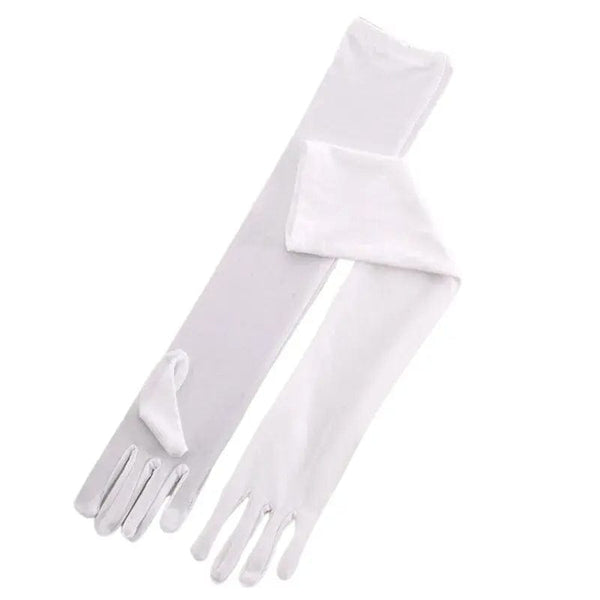 Long white gloves for women.