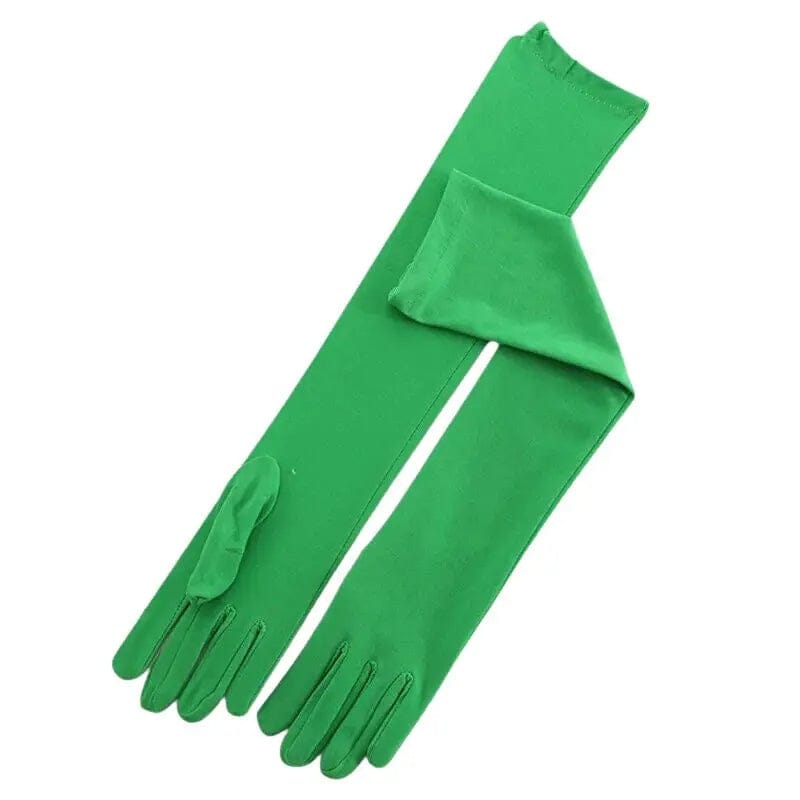Gants longs verts pour femme.
