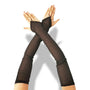 Gants longs femme en maille transparente noire sans doigts.