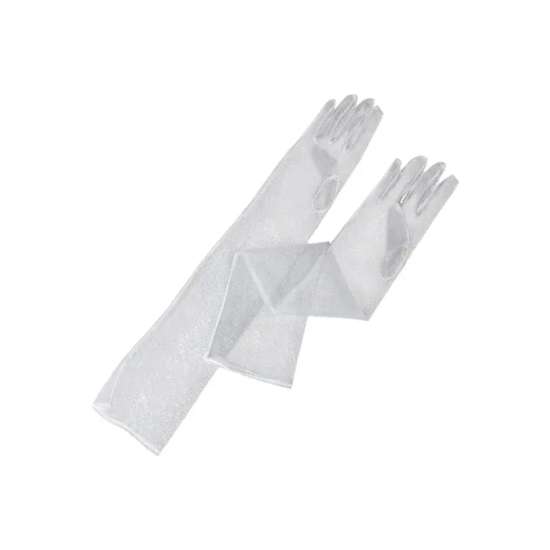 Gants longs femme en mailles transparentes.