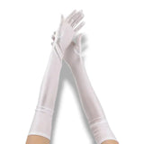 Gants longs blancs en tissu fin pour femme.