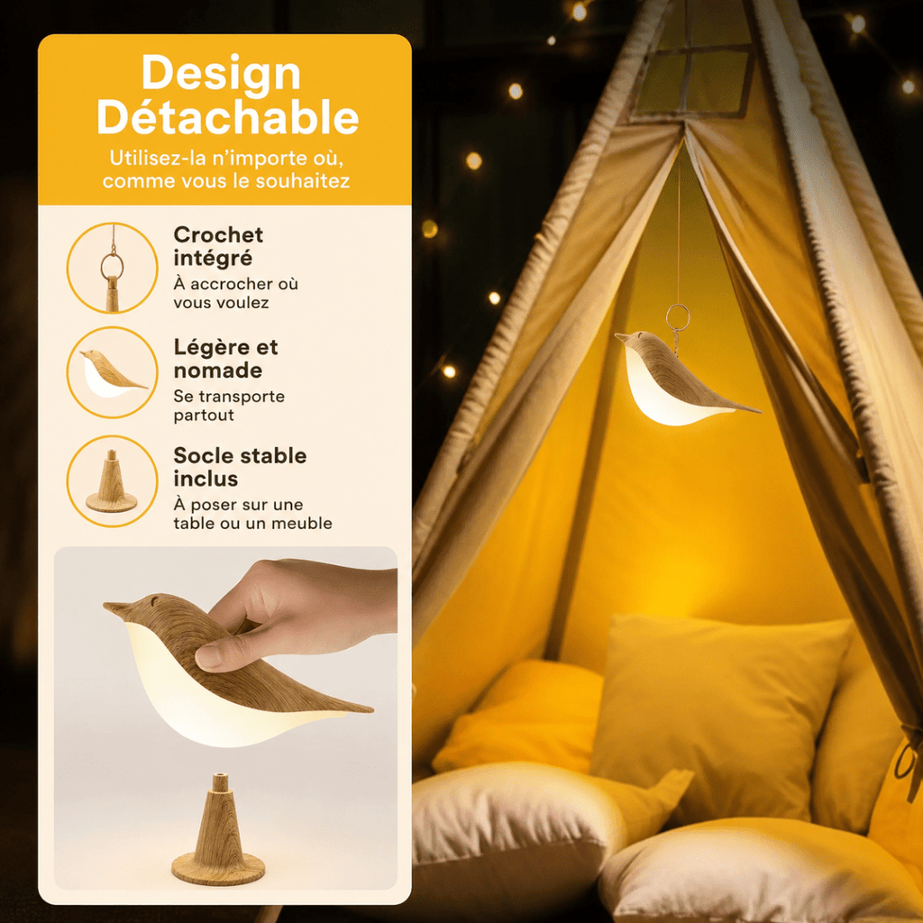 Lampe de Chevet Oiseau LED Détachable - REYSIMO