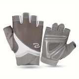 Gants de musculation gris sans doigts pour femmes.