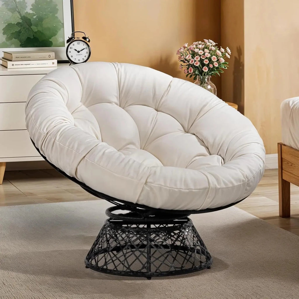 Fauteuil Papasan Pivotant Surdimensionné Beige - REYSIMO