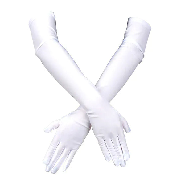 Gants longs blancs pour femme, croisés.