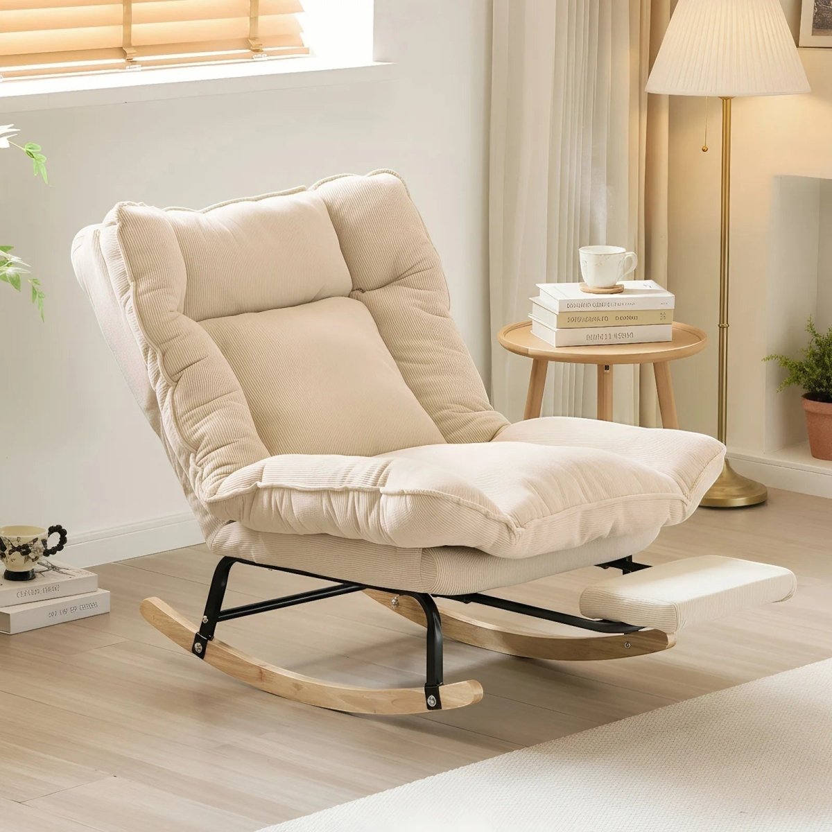 Fauteuil à Bascule Inclinable 90 à 180° Beige - REYSIMO