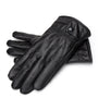 Gants en cuir de mouton noir pour homme avec bouton pression.