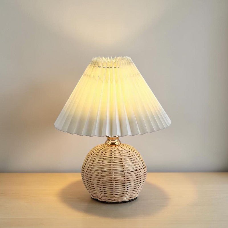 Lampe de Chevet Plissée Base Rotin - REYSIMO