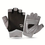 Gants de musculation pour femmes noirs et gris sans doigts.