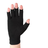 Gants de compression unisexe noirs avec bout des doigts ouverts.