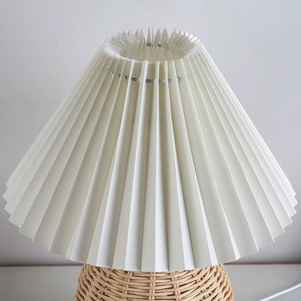 Lampe de Chevet Plissée Base Rotin - REYSIMO