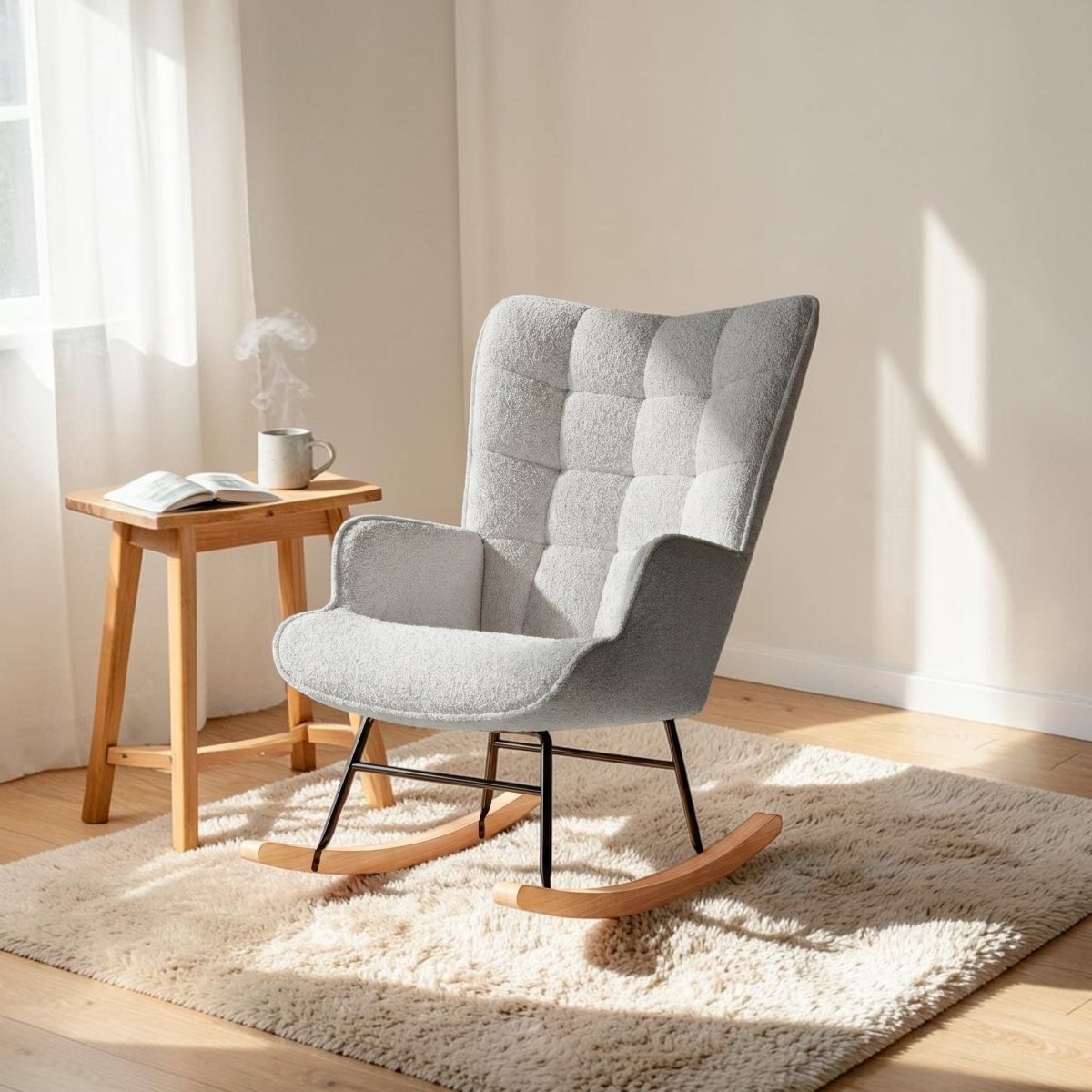 Fauteuil à Bascule Dossier Capitonné Velours - REYSIMO