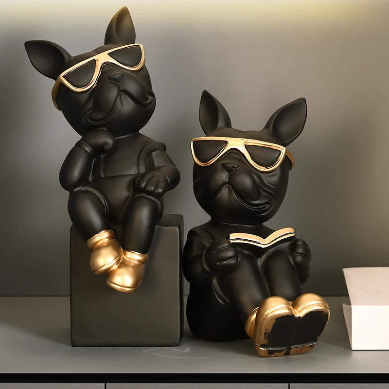 Serre livre Statue Bouledogue Français Majordome