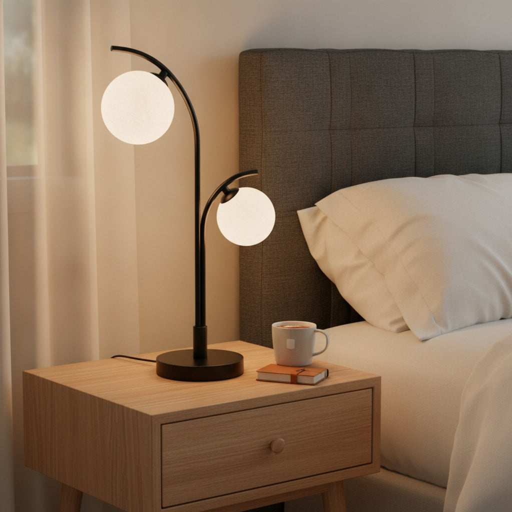 Lampe Chevet Design Nordique Double Boule Verre