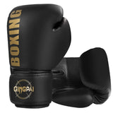 Gants de boxe noirs avec inscription dorée 