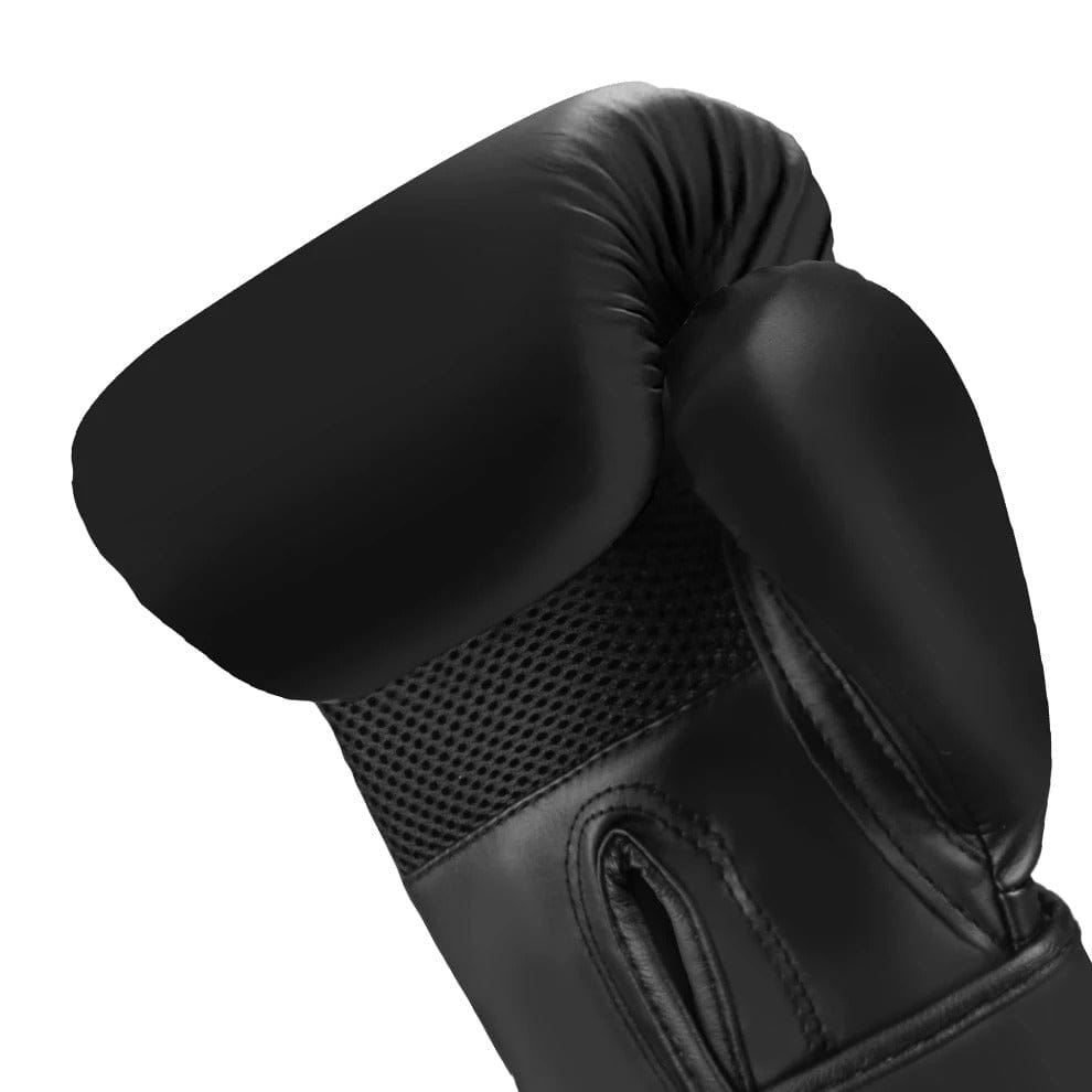 Gant de boxe noir avec paume en mesh respirant.