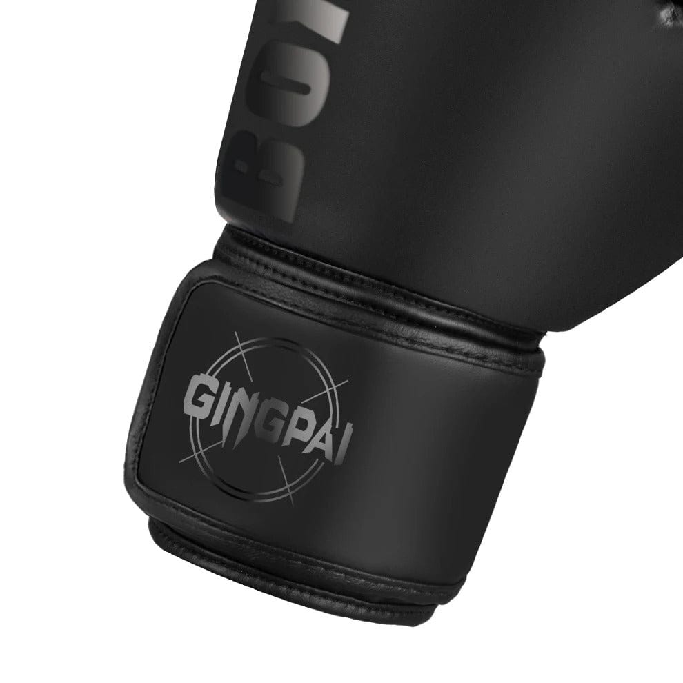 Gants de boxe noirs avec logo GINGPAI.