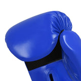 Gants de boxe bleus avec rembourrage et paume en mesh.