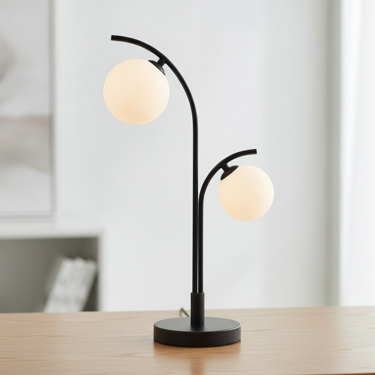 Lampe Chevet Design Nordique Double Boule Verre
