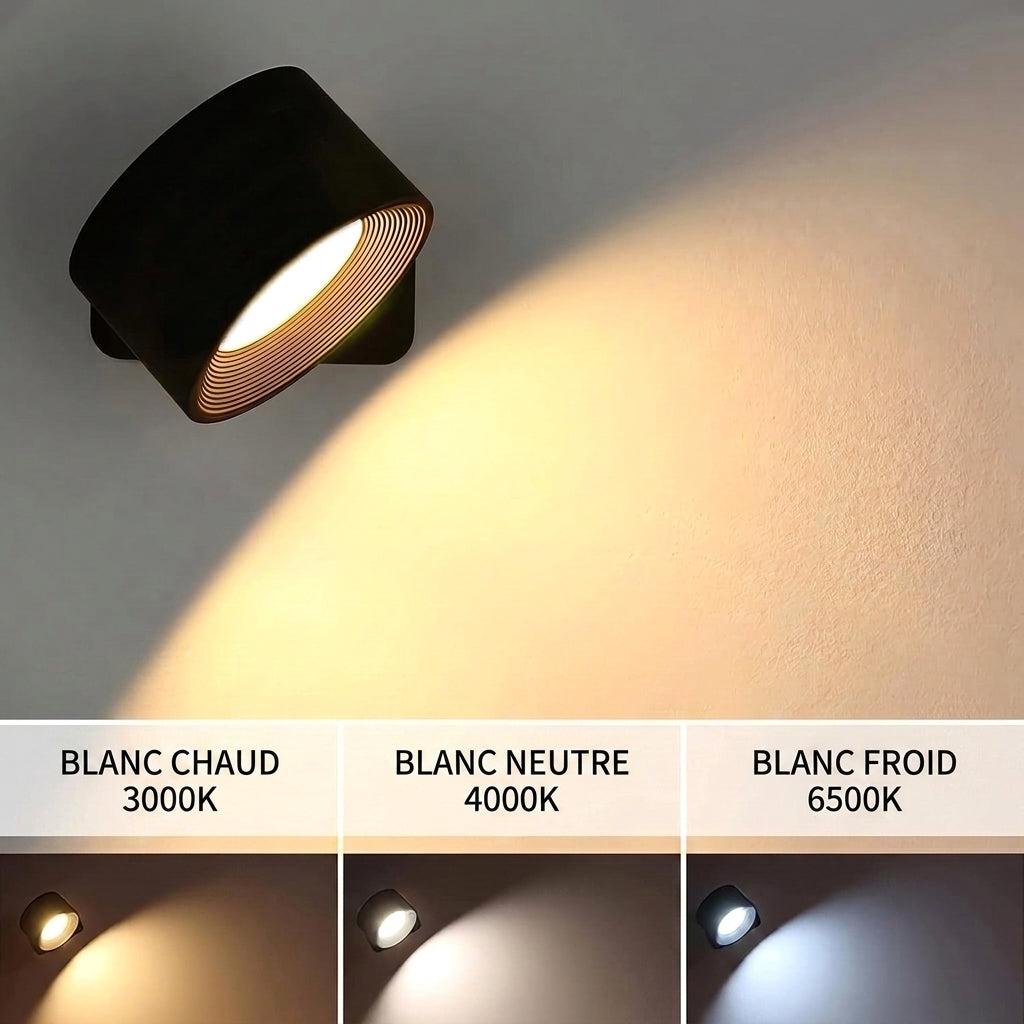 Lampe LED Tactile Rotative 360° Noir Sans Fil