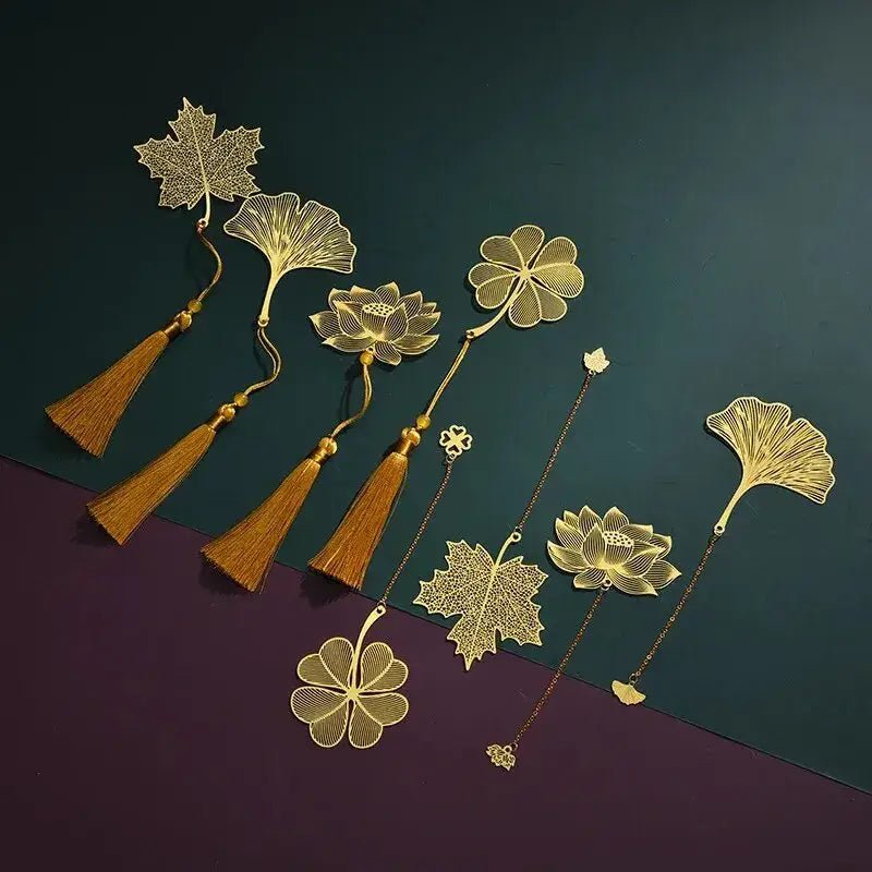 Marque Page Doré Floral Métal - REYSIMO