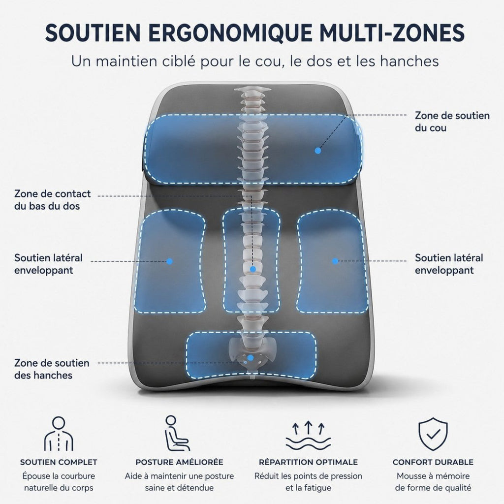 Coussin dorsal ergonomique 5 zones - REYSIMO