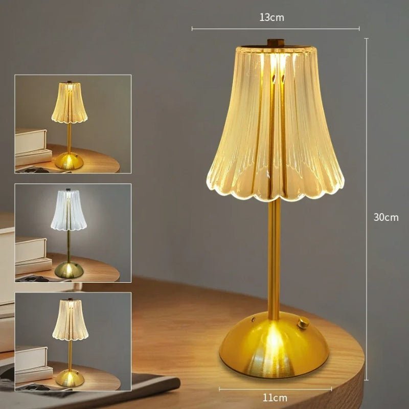 Lampe de chevet cristal Star corolle ondulée - REYSIMO